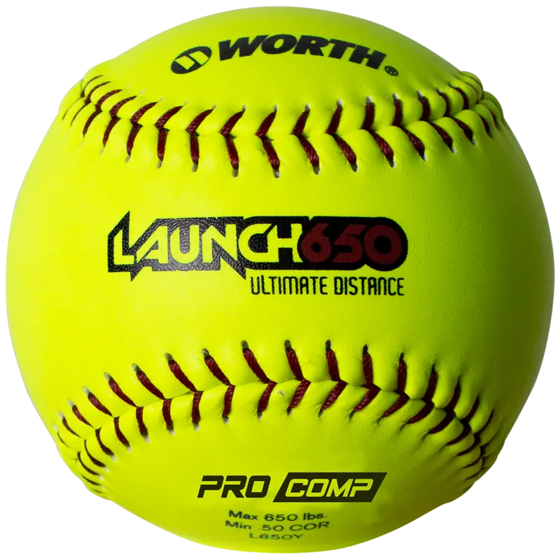 Worth Launch 650 Ultimate Distance 12-Inch Composite Slowpitch Softballs — 50 Core / 650 Compression (L650Y) 1