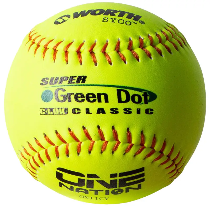 Worth One Nation Super Green Dot 11-Inch Composite Slowpitch Softballs (40/325) 1