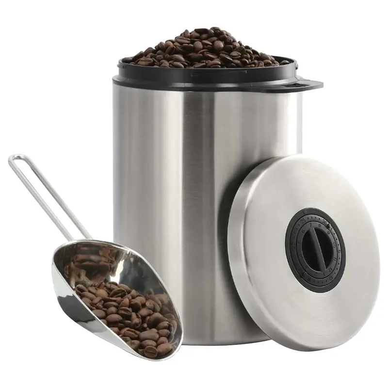 Xavax Stainless Steel Coffee Bean Storage Canister With Scoop – 1 Kg Capacity, Silver Finish 1