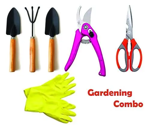 Your Brand All-In-One Gardening Kit: Cultivator, Trowel, Fork, Hedge Shears, Household Scissors & Protective Gloves 1