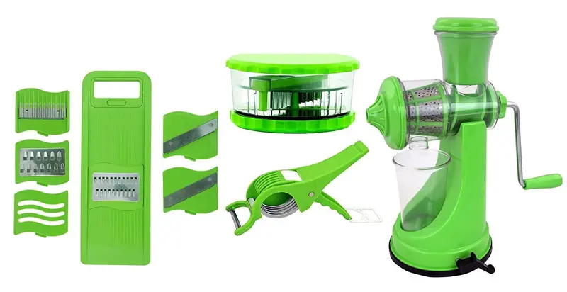Your Brand All-In-One Kitchen Prep Set: Manual Juicer, 6-In-1 Slicer, Multi-Crusher & Vegetable Peeler 1