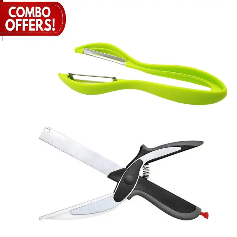 Your Brand Clever Cutting Duo: 2-In-1 Vegetable & Fruit Chopper With Spiral Cutter & Dual-Sided Peeler 1