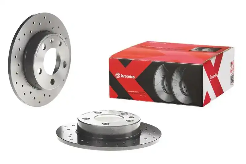 Brembo Premium Cross-Drilled Rear Brake Rotors – Uv-Coated For Audi A3, Q3 & Vw Gti (2006–2015) 1