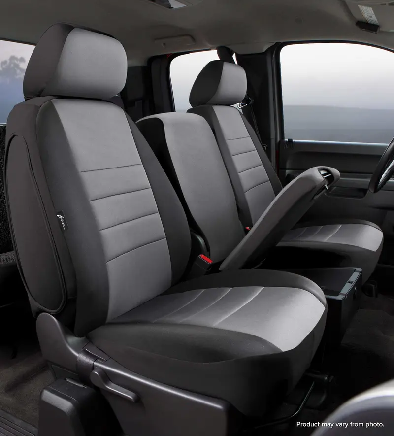 Fia Np99-27 Gray Neoprene Front Seat Covers – Custom Fit, Black & Gray Center Panel 1