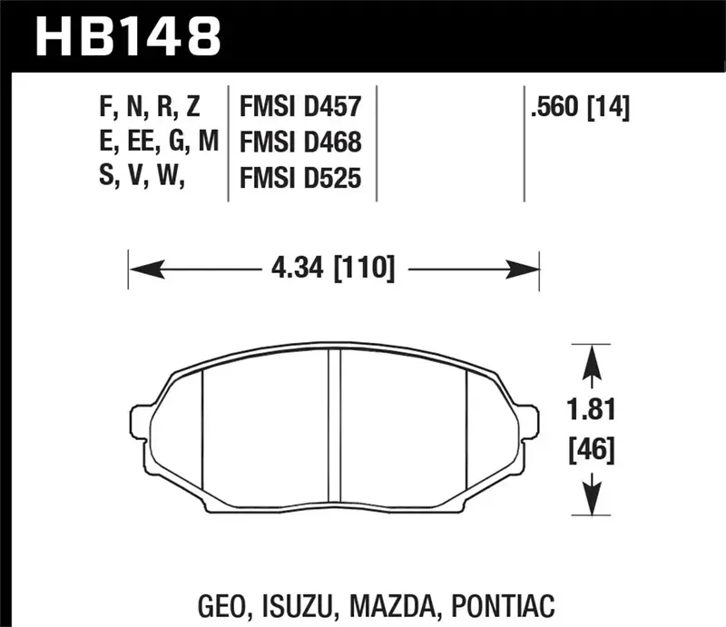 Hawk Performance Hb148M.560 Black Ceramic Disc Brake Pads – 0.560" Thickness 1