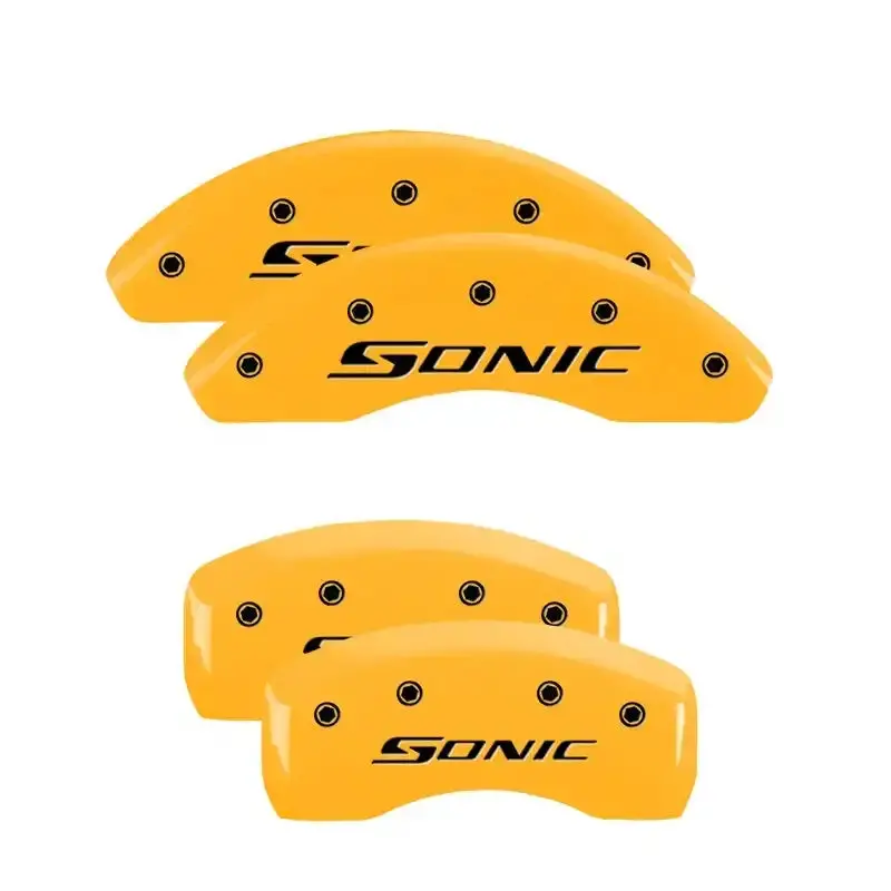 Mgp Engraved Brake Caliper Covers – Front & Rear Set With Yellow Finish And Black Contrast 1
