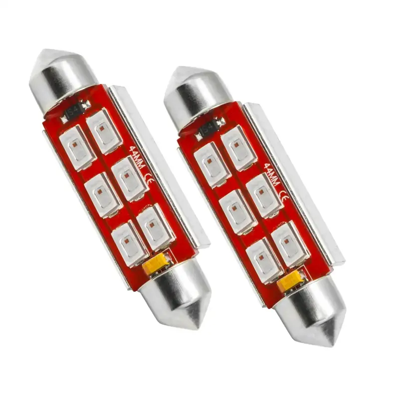 Oracle Lighting 5207-003 Festoon Led Bulbs – 44Mm, 6-Led, 3-Chip, Red (Pair) 1